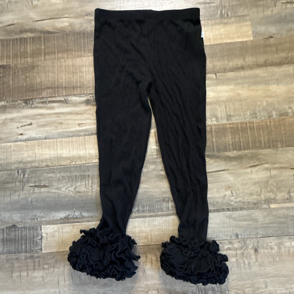 Posh Peanut Solid Ribbed Black Cha-Cha Leggings 5T-6T